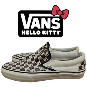 Hello Kitty Vans Shoes Women's 7.5 Men's 6 Checkered Limited Edition Slip On